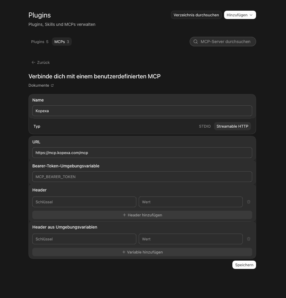 ChatGPT: benutzerdefinierten MCP-Server hinzufügen