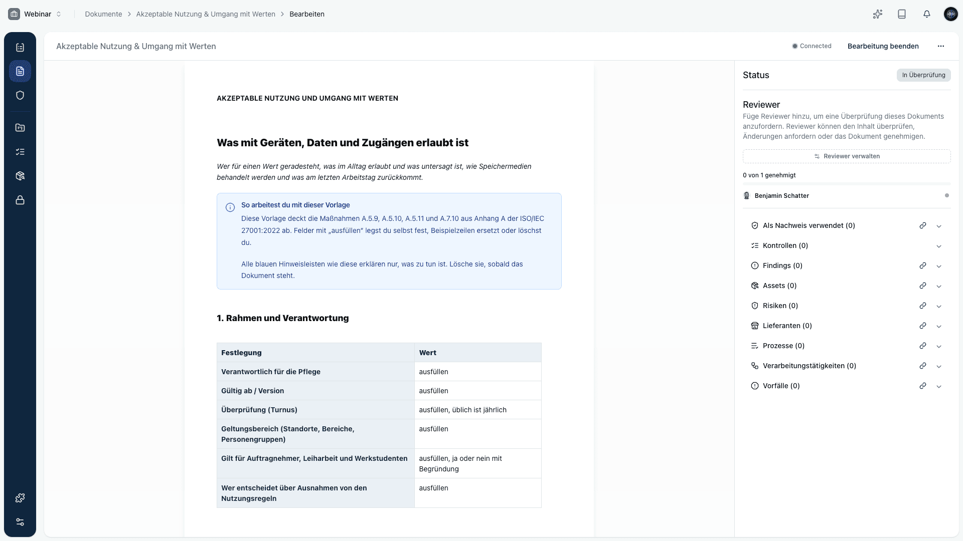 Rich-Text Editor mit Policy Beispiel
