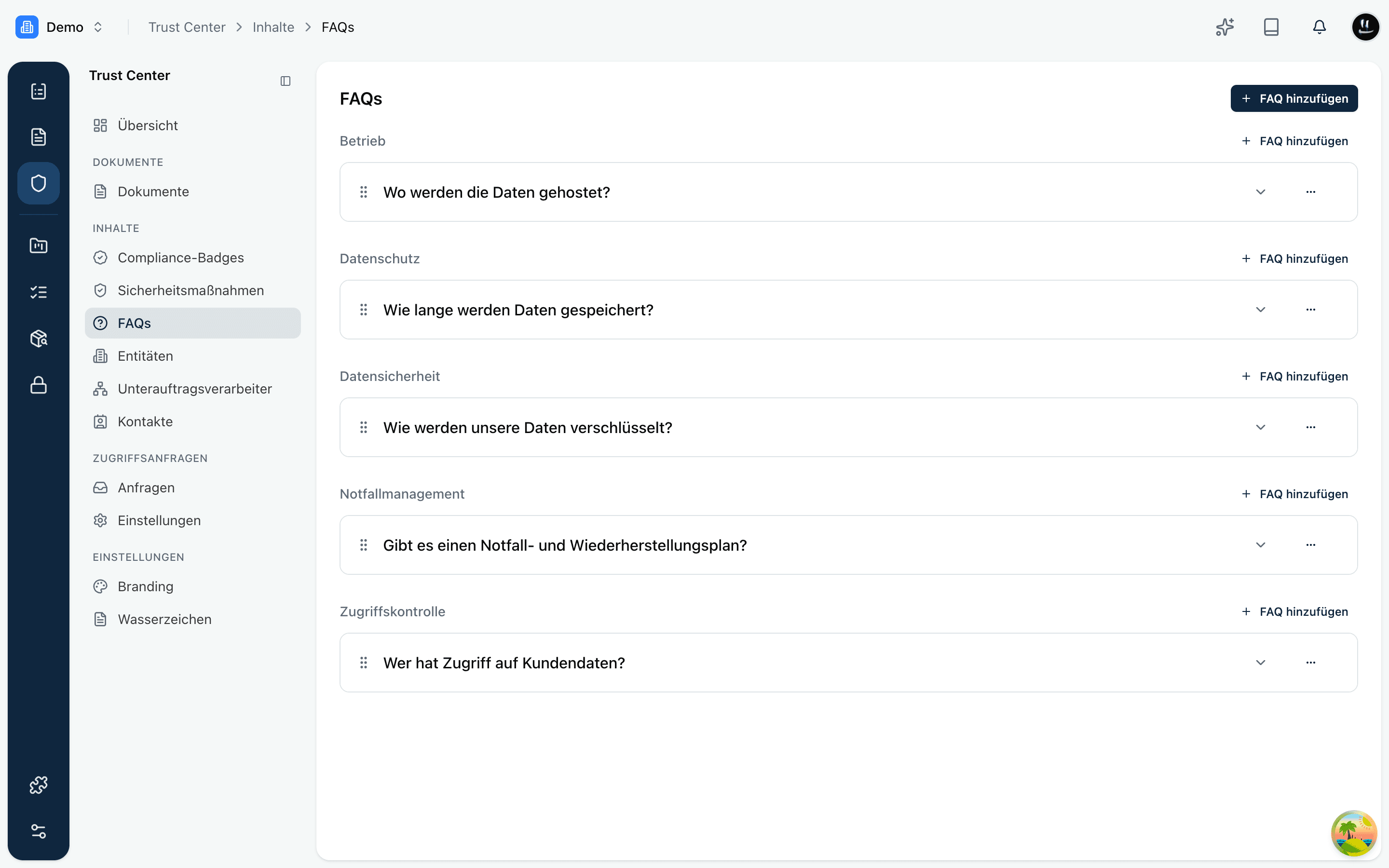 FAQs gruppiert nach Themen