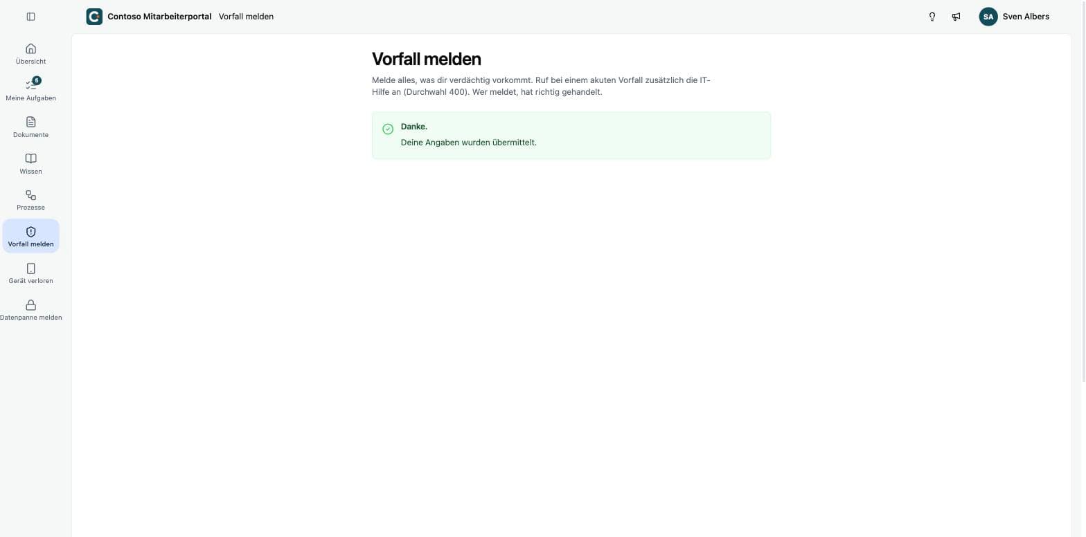Bestätigung nach dem Absenden