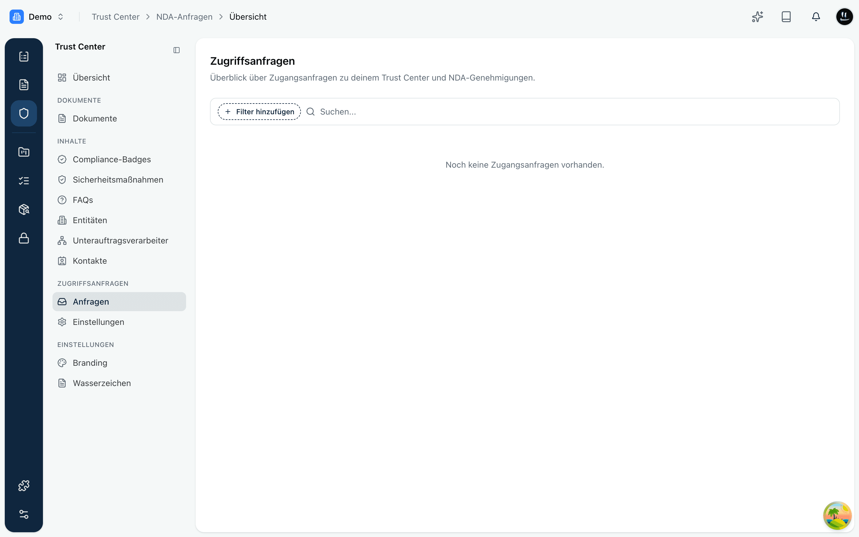 Übersicht der Zugriffsanfragen