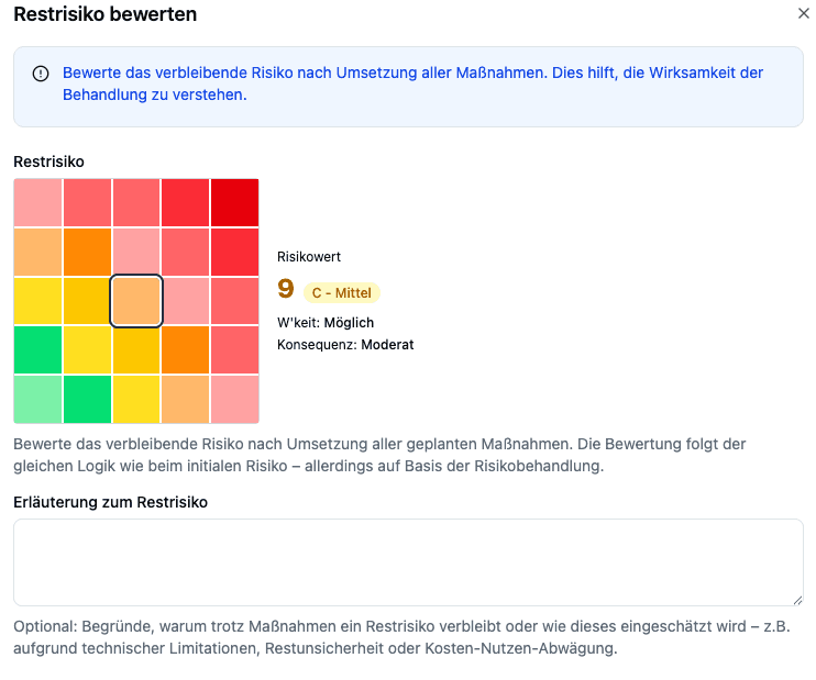 Restrisiko-Bewertung in Kopexa (Beispielansicht)