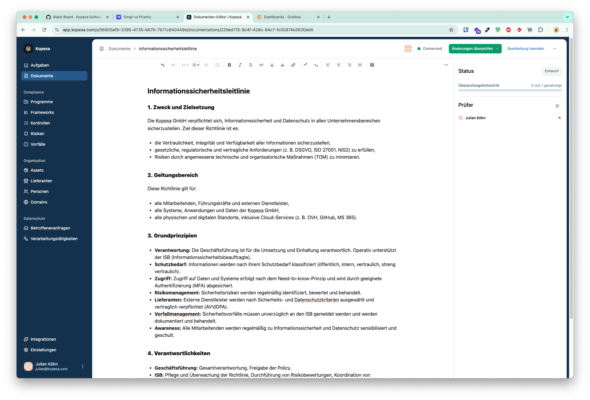 Rich-Text Editor mit Policy Beispiel